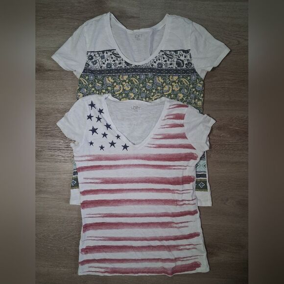 LOFT Tops - LOFT  2 - White T-shirts Short Sleeve